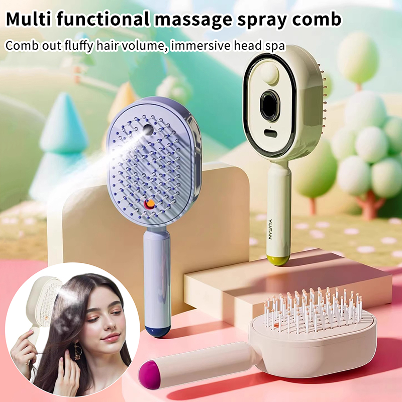 Hair Care Is Self Care - 多機能マッサージコーム、電動スプレーエアクッション頭皮マッサージ器、セルフクリーニングエッセンシャルオイルヘアケアコーム、女性へのギフト