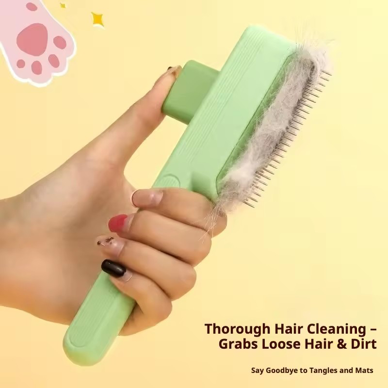 Hair Care Is Self Care - ペット用セルフクリーニングデマッティングコーム、犬猫用毛取りブラシ、毛玉防止、浮毛除去グルーミングツール、両面ペット美容ケア