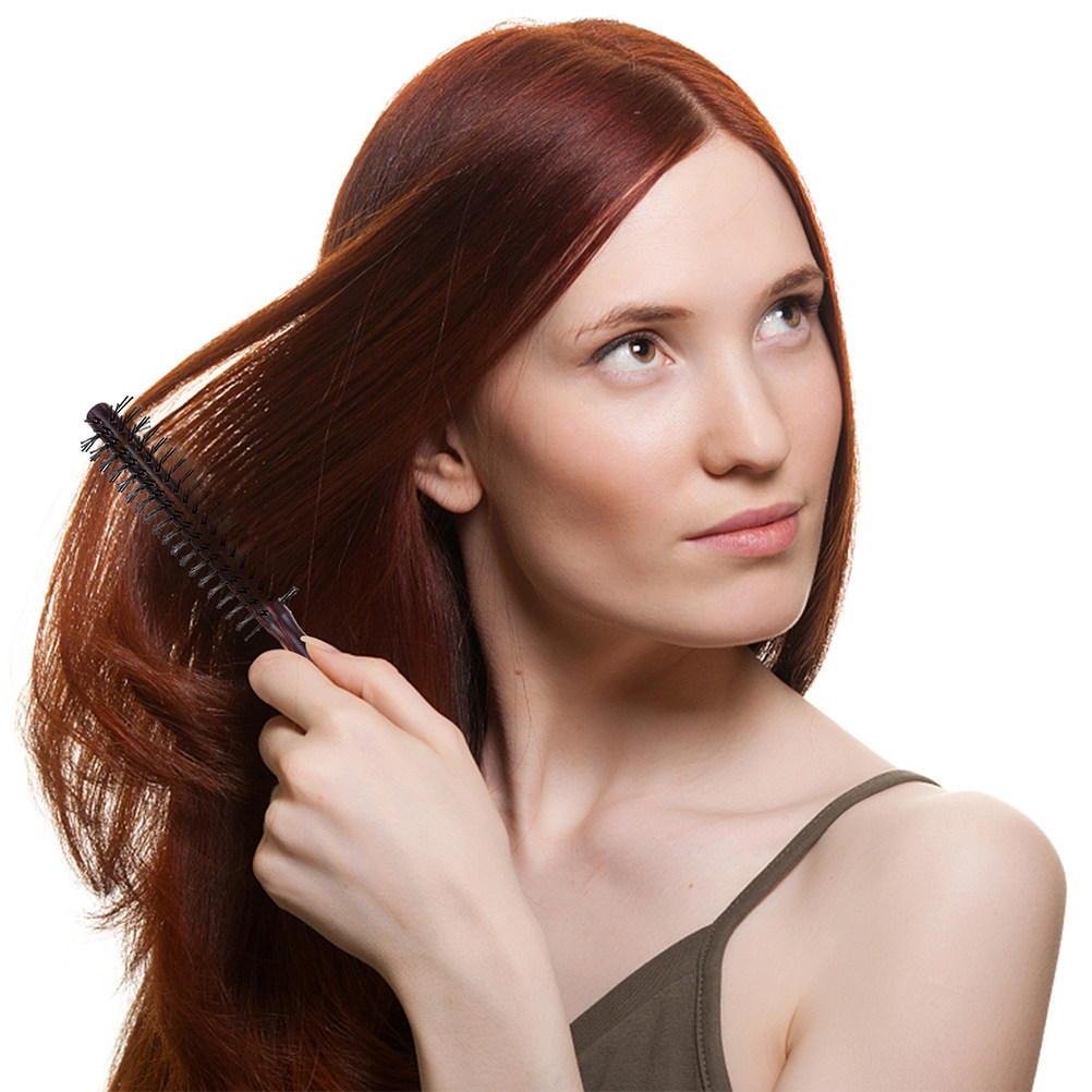 Hair Care In Salon - 2個入り木製丸型ヘアブラシ カールコーム 人間工学に基づいたハンドル ヘアスタイリングコーム ドライヤー用ヘアケア サロン用品