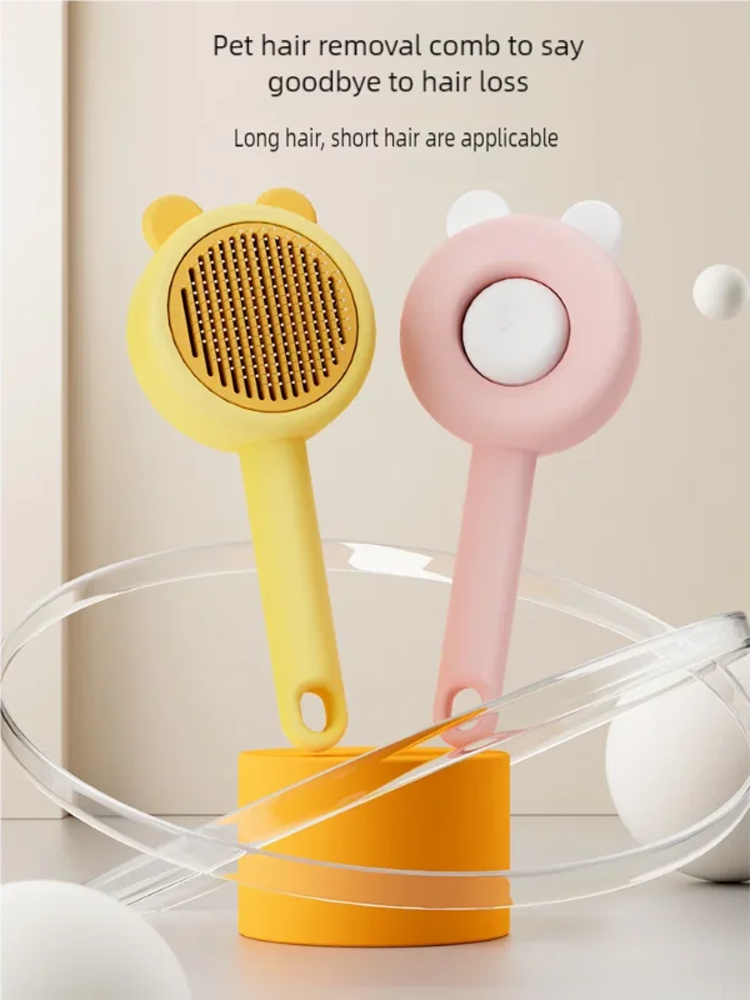 Hair Care Is Self Care - ワンクリックで自動洗浄ペットグルーミングブラシ 猫犬用コーム抜け毛除去ツール マジックマッサージツール ペットケア製品