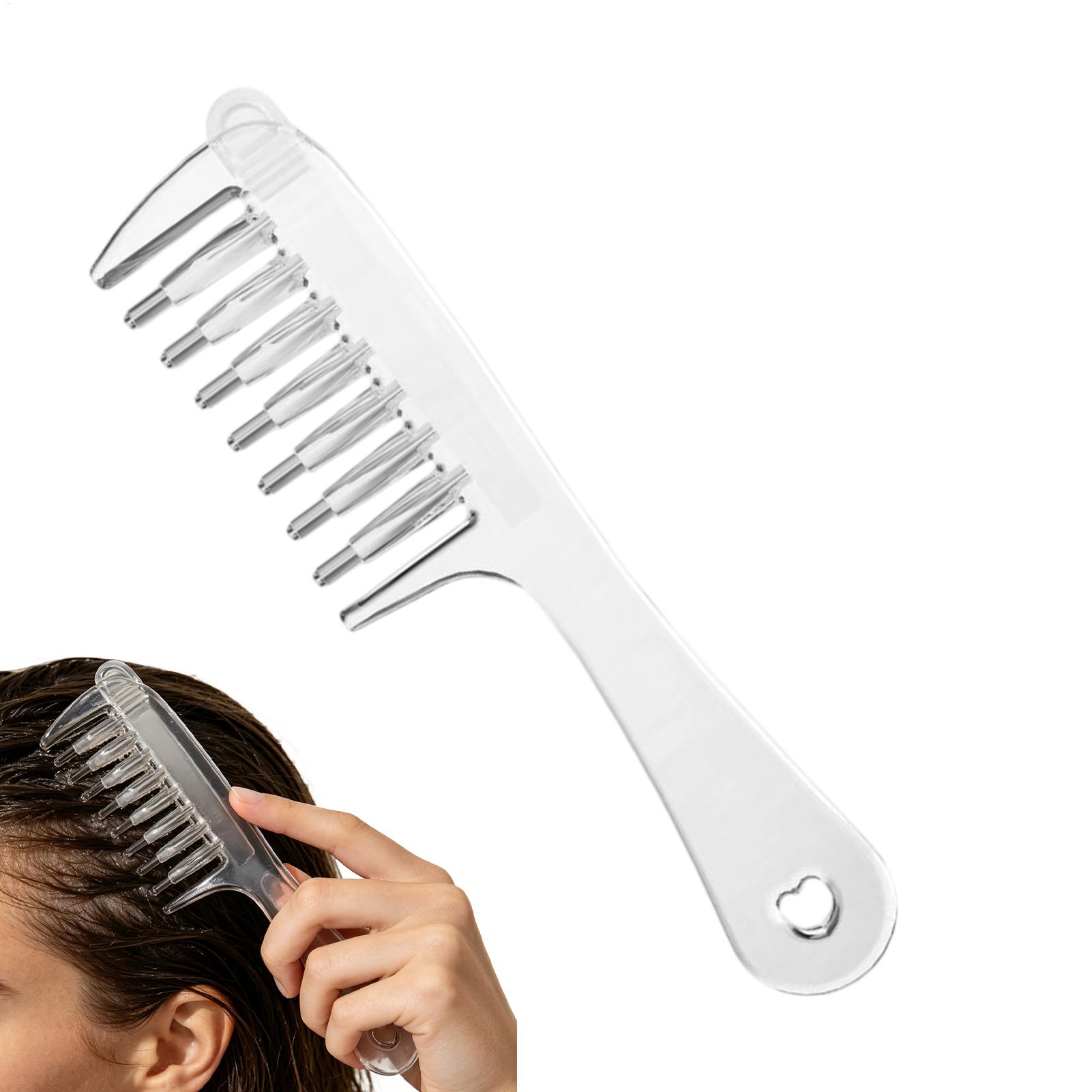 Hair Care In Salon - 詰め替え可能な頭皮用ヘアオイルアプリケーターコーム、7つの金属製マッサージボール付き、ヘアセラム・エッセンシャルオイルディスペンサー、ホームサロンヘアケア用