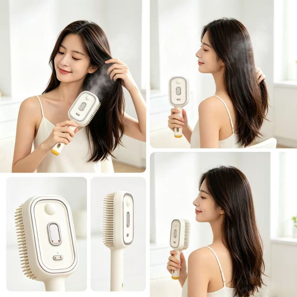 Hair Care Is Self Care - 新しい電動ヘアケアスプレーマッサージコーム、静電気防止セルフクリーニングヘアブラシ、スプレーエアバッグコーム、ヘアケア