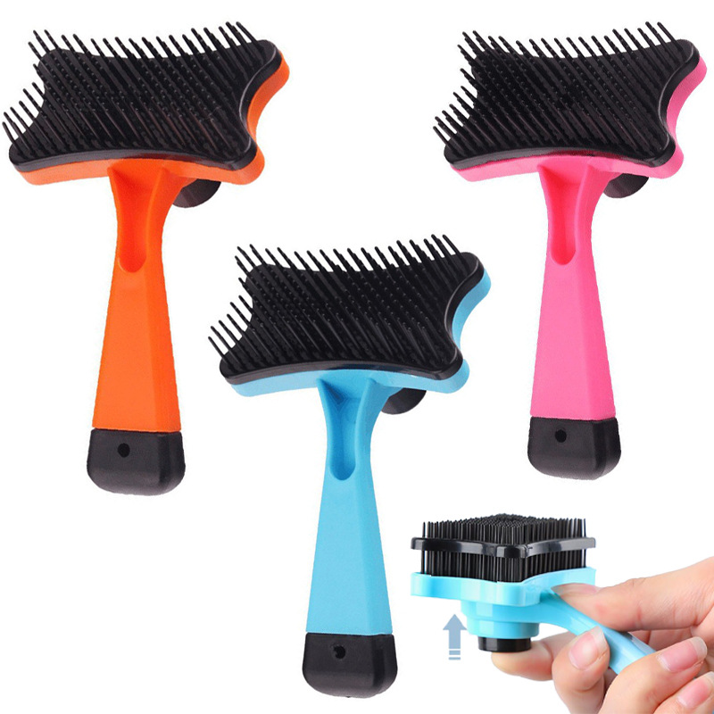 Hair Care Is Self Care - 1pc セルフクリーニングペットスリッカーブラシ 簡単な毛除去グルーミングコーム 犬猫用 毎日のペット美容ケア用品