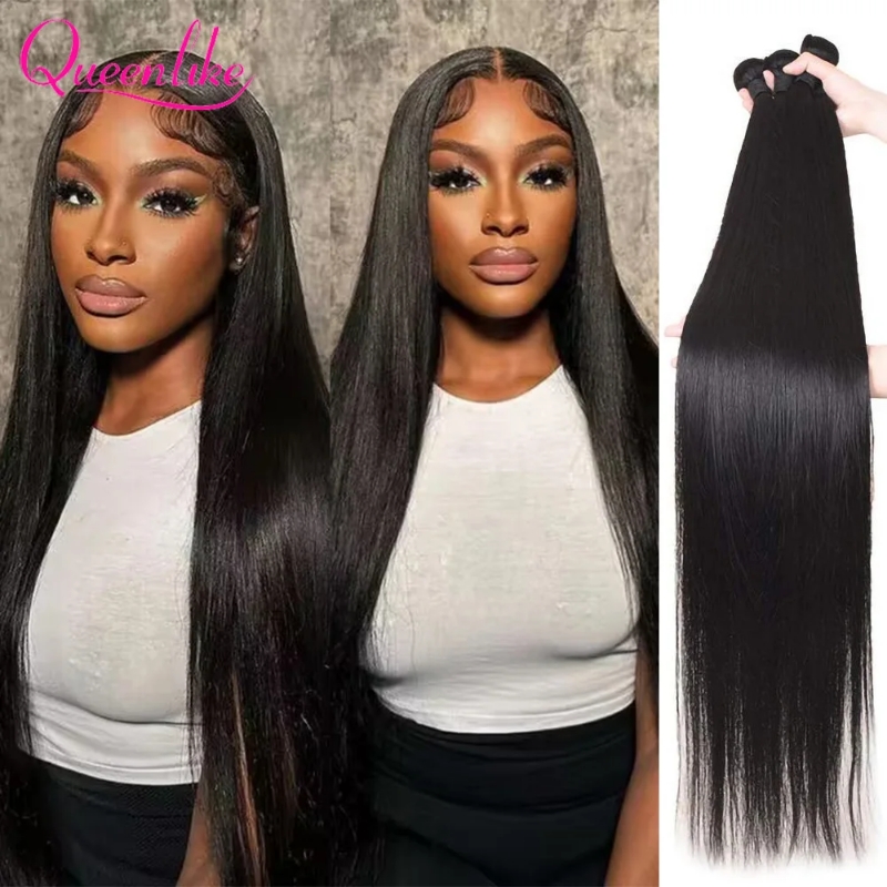 Hair Care Indian - Queenlike 38 40 インチストレート人毛バンドル 12A ブラジル生毛
