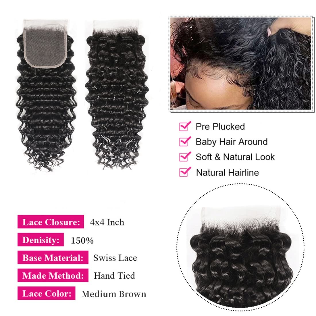 12A ルーズウェーブ人毛ヘアバンドル（クロージャー付き）イ - Hair Care Indian のレビューと価格