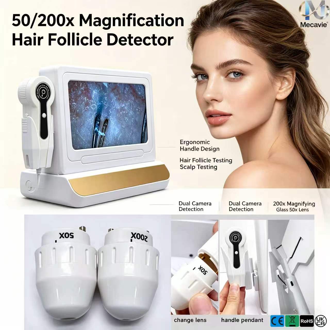 メカヴィー毛包頭皮検出器、50倍・200倍HDスキャナー、プ - Hair Care In Salon のレビューと価格