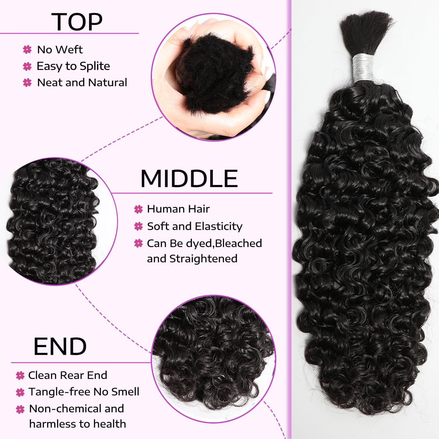 14A人毛ブレイズヘア、ボヘミアンブレイズ用5束16インチデ - Hair Care Indian のレビューと価格