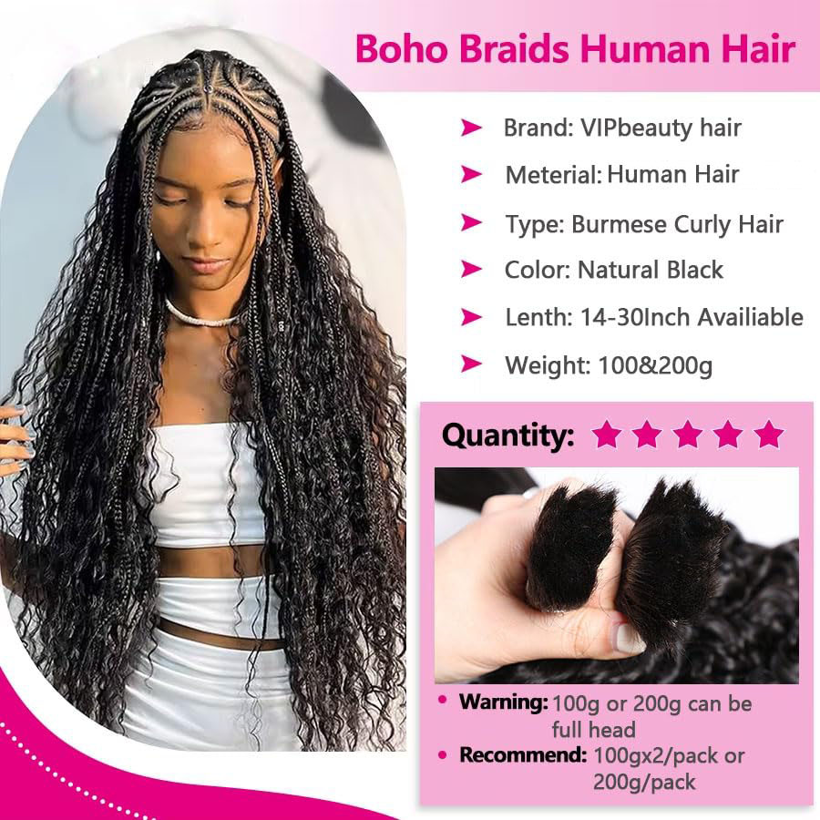 14A人毛ブレイズヘア、ボヘミアンブレイズ用5束16インチデ - Hair Care Indian のレビューと価格