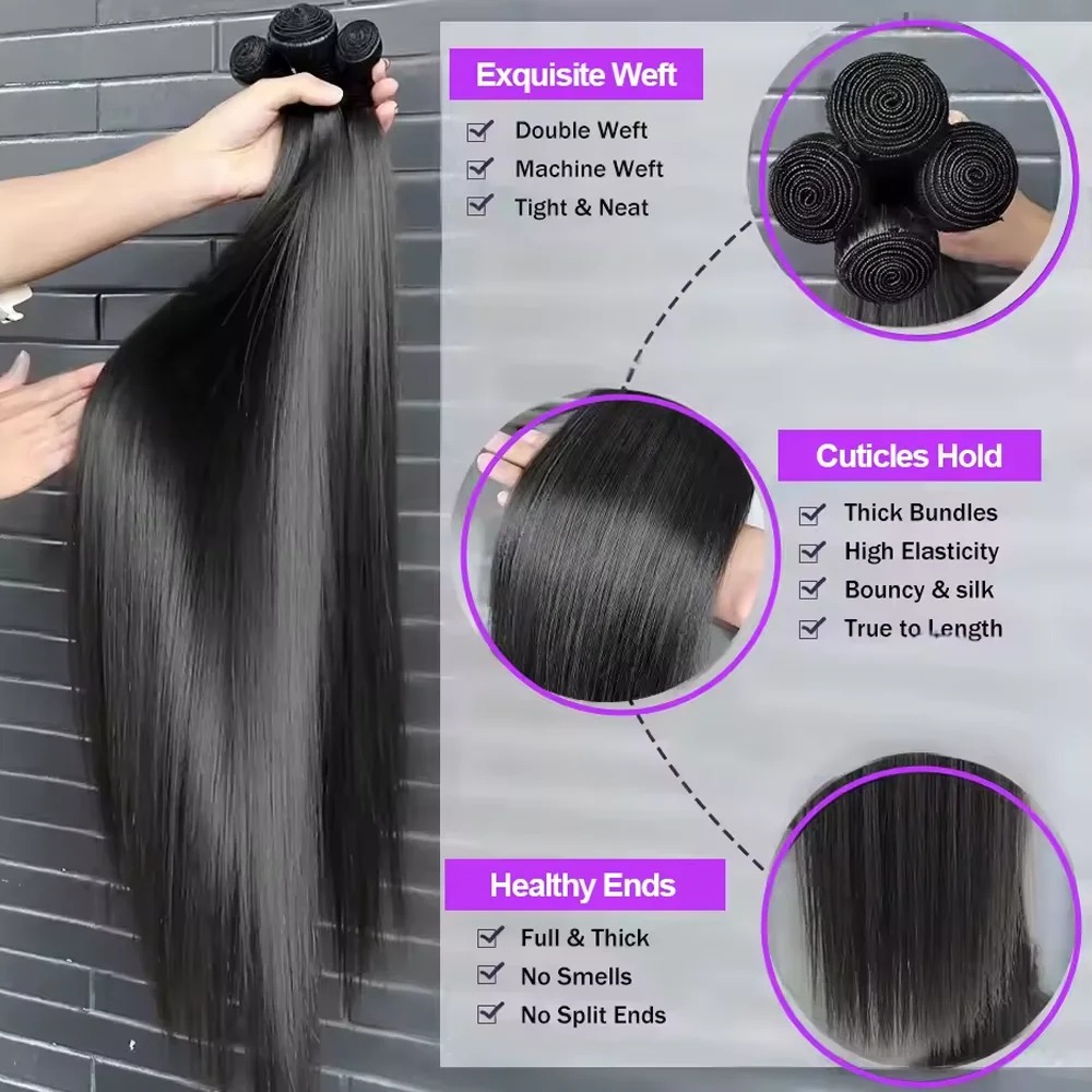 12A ボーンストレート人毛束30インチ未加工ヘア4束 イン - Hair Care Indian のレビューと価格