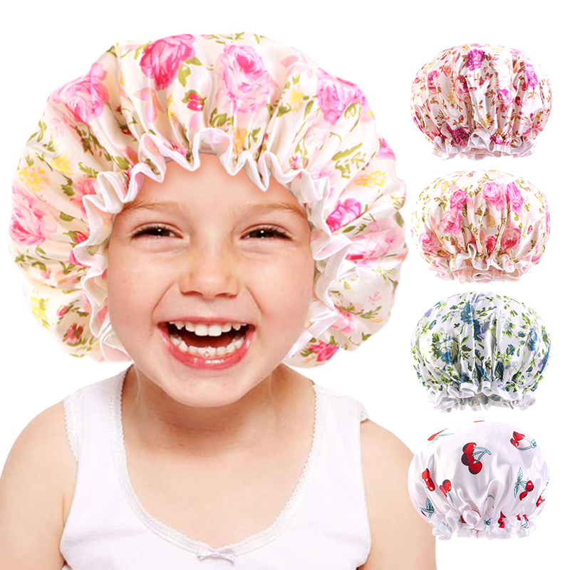 子供用調節可能な二重層シャワーキャップカラープリント防水ヘア - Hair Care For 5 Year Old Girl のレビューと価格